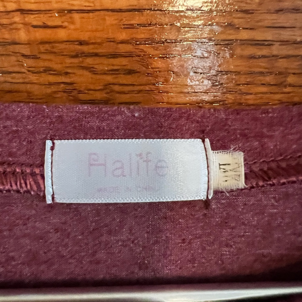 Halife 2X Maroon Pullover Long Sleeve Top With Button Accent Down One Side - Picture 2 of 5